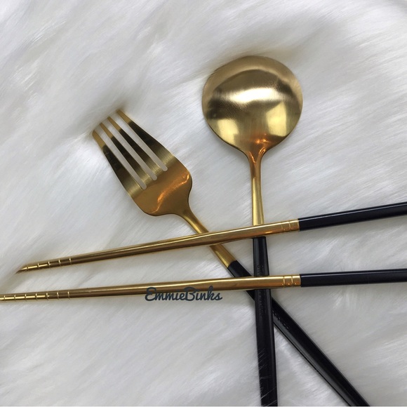 ✨3for$38 New 4pc Stainless Steel Cutlery Set ~ Travel Spoon Fork Chopstick Set - Picture 7 of 11